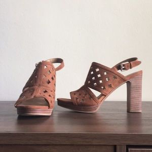 Franco Sarto Brown Suede Sandal Heel